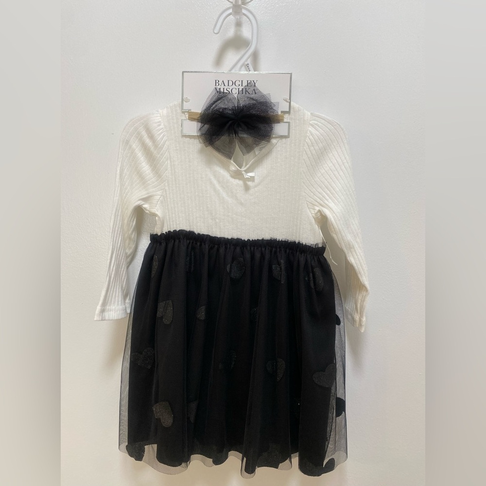 Badgley Mischka White and Black Dress Set 12 -18 Months